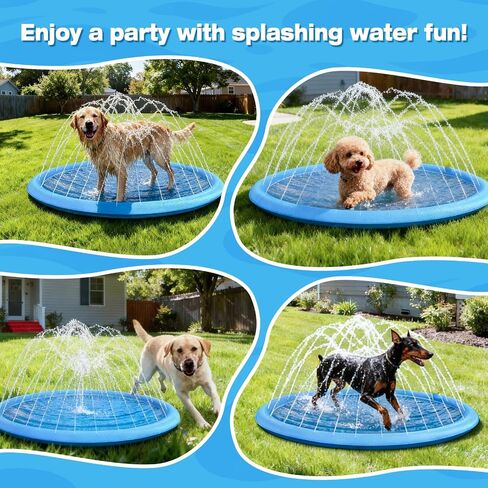 67'' Splash Pad for Dogs, Dog Splash Heavy Duty, Thick Non-Toxic Dog Pool in Kuwait