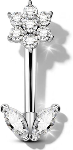 COCHARM Cute Flower Rook Earrings for Women Silver 16g Rook Jewelry 16 Gauge Stainless Steel 8mm Rook Piercing Jewelry Dainty Rook Piercing in Kuwait