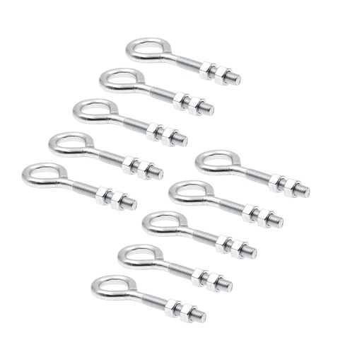 Prime-Line 9066972 Eye Bolts with Nuts, 1/2 In.-13 x 6 In., Zinc Plated Steel, (10 Pack) in Kuwait