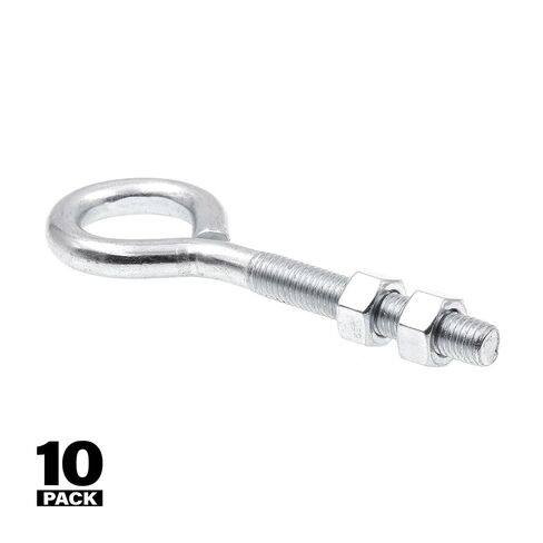 Prime-Line 9066972 Eye Bolts with Nuts, 1/2 In.-13 x 6 In., Zinc Plated Steel, (10 Pack) in Kuwait