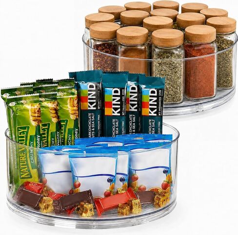 Lazy Susan Turntable - Clear Acrylic, Rotates 360 Degrees. Easily Organize Your Fridge, Cabinet or Counter. Great Carousel Storage for Food, Spices, Cosmetics. (2-Pack) in Kuwait
