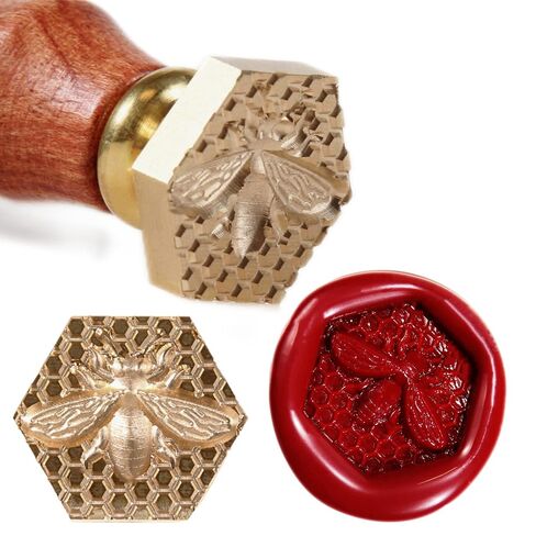 Wax Seal Stamp Kit 3D Bee Stamp with Vintage Wooden Handle for Envelopes Wedding Bottle, Sealing Wax Stamps with Deep-Relief Patterns Beeswax Wrap (Stamp+Handle) in Saudi Arabia