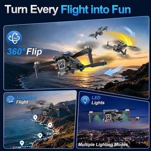 Drone with 2K Camera - 4.3" HD Screen Controller for Beginners, Brushless Motor, 360° Flip, One-Key Takeoff/Landing, One-Key Return, 2 Batteries, 30 Min Flight Time, Gift for Kids & Adults in Kuwait
