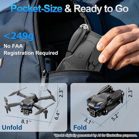 Drone with 2K Camera - 4.3" HD Screen Controller for Beginners, Brushless Motor, 360° Flip, One-Key Takeoff/Landing, One-Key Return, 2 Batteries, 30 Min Flight Time, Gift for Kids & Adults in Kuwait