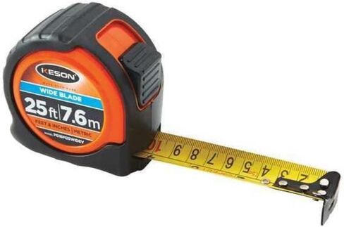 Keson PG18025WIDEV Short Tape Measure with Wide Nylon Coated Steel Blade (Graduations: 1/10, 1/100 & cm, mm), 1-3/16-Inch by 25-Foot/7.5-Meter in Kuwait