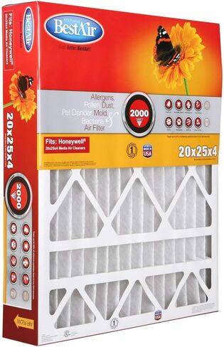 BestAir HW1625-11R AC Furnace Air Filter, 16" x 25" x 4", MERV 11, Removes Allergens & Contaminants, Fits 100%, For Honeywell Models, Pack of 3 in Kuwait