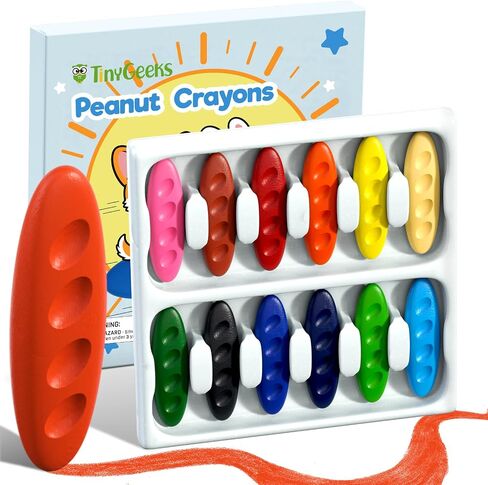 Peanut Crayons, 12 Pack, Non Toxic, Washable, Easy to Hold, Ergonomic Shape in Kuwait