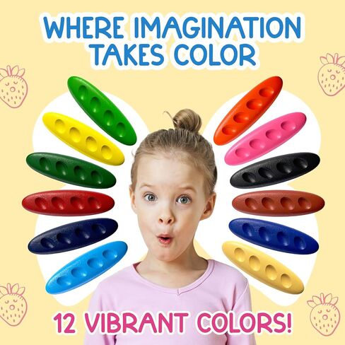 Peanut Crayons, 12 Pack, Non Toxic, Washable, Easy to Hold, Ergonomic Shape in Kuwait
