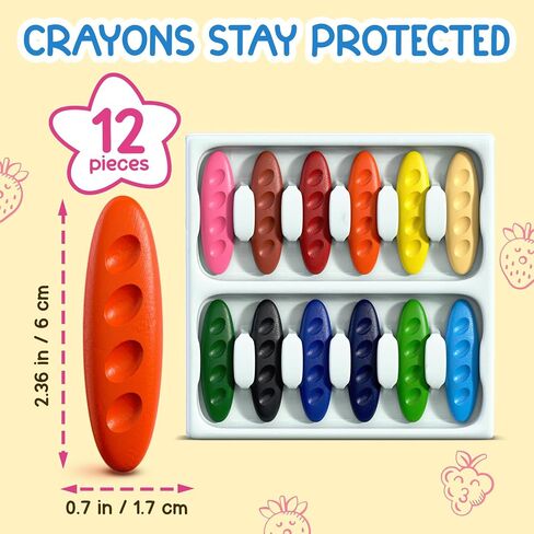 Peanut Crayons, 12 Pack, Non Toxic, Washable, Easy to Hold, Ergonomic Shape in Kuwait