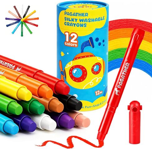 Pagather Silky Twistable Crayons, 12 Colors Washable Crayons for Kids in Saudi Arabia