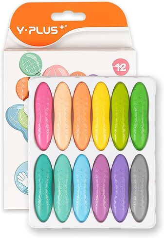 YPLUS Toddler Crayons, 12 Washable Easy-Grip Peanut Crayons for Kids Age1-3 in Kuwait