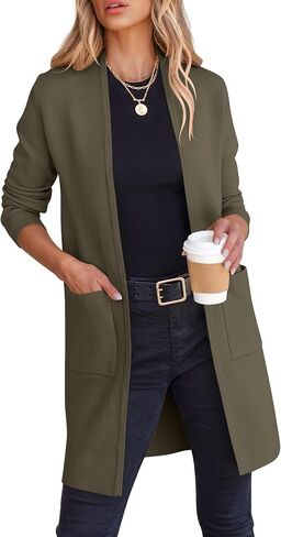 ANRABESS Cardigan Sweater for Women Casual 2023 Fall Winter Fashion Coat Long Sleeve Open Front Knit Coatigan Clothes in Kuwait