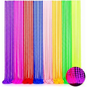 96 Pcs Neon Bead Necklaces 31.5" Glow in the Dark UV Party Bulk for Party in Kuwait