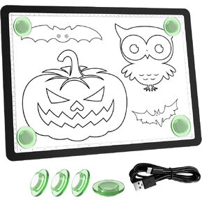 LEACUBER Rechargeable A4 Light Pad, Super Bright Magnetic Tracing Light Box with Side Buttons, Diamond Art Light Board for Diamond Painting, Light Table for Sketching, Drawing, Weeding Vinyl Black in Kuwait
