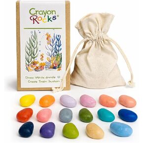 Crayon Rocks Ocean Colors Crayons, 16-Count Natural Soy Wax Crayons for Handwriting Development, Tripod Grip for Kids & Toddlers, Blue Green Aqua Tones, Educational Art Supplies, Made in USA in Kuwait
