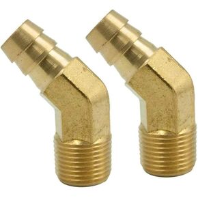 Legines Brass Hose Barb Fitting, 45 Degree Elbow, 3/8" Barbed x 1/8" NPT Male Pipe , 2 pcs in Kuwait