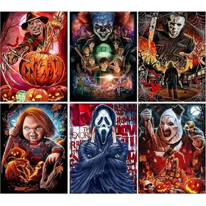 6 Pack Halloween Paint by Numbers Kit for Adults without Frame 12x16 inch in Kuwait