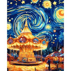 Yunnuo Paint by Numbers Kit for Adults Cat, Starry Night, 16x20 inch in Kuwait
