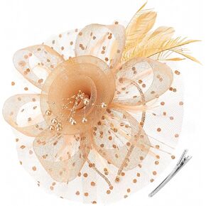 DRESHOW Fascinators Hat Flower Mesh Ribbons Feathers on a Headband and a Clip Tea Party Headwear for Girls and Women in Kuwait
