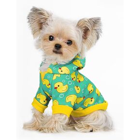 Yellow Duck Pattern Dog Hoodie Sweatshirt:Stylish with Hat, Crafted from Premium and Warm Winter Coat Clothes, Soft Materials for Superior Comfort.Perfect for Cold-Weather Walks.Yellow XS in Kuwait