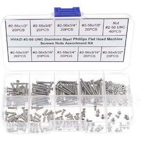 HVAZI #6-32 UNC Stainless Steel Phillips Flat Head Machine Screws Nuts Assortment Kit in Saudi Arabia