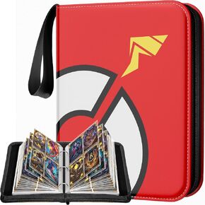 Card Binder 4 Pocket Gifts for Boys Girls, Waterproof 400 Pockets Card Holder Album with 50 Removable Sleeves for Trading Card - Binder Display Storage Carrying Case (Red) in Kuwait