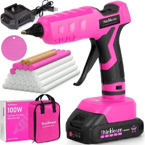 Hot Glue Gun, 20V Pink Cordless Glue Gun with 30 PCS Full Size Glue Sticks, 2Ah Rechargeable Battery Glue Gun Kit for DIY, Arts & Craft, Decorations, Gift for Women in Kuwait