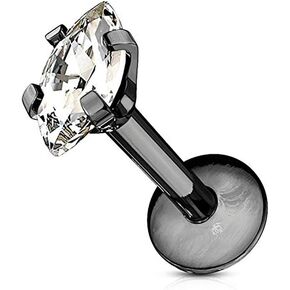 Forbidden Body Jewelry Tragus Earring, Labret Jewelry 16g, Tragus Piercing Jewelry Surgical Steel, Internally Threaded Surgical Steel Marquise CZ Labret Stud (Pick Color/Length) in Kuwait