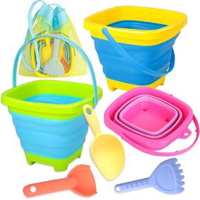Xgunion Collapsible Beach Sand Bucket 3 Packs with Shovels & Mesh Bag in Kuwait