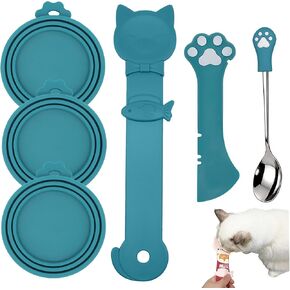6PCS Set Cat Treat Spoon Squeeze,Can Lids, Opener Spatula and Spoon in Kuwait
