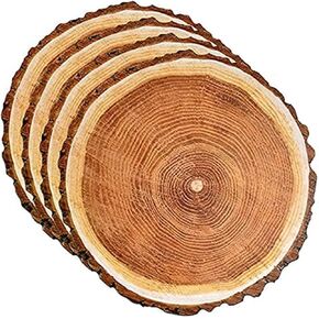 Disposable Wooden Slice Paper Place Mats 50 Pack 13.5" Round Rustic Brown Wood Slices Charger Place Mat for Vintage Country Farmhouse Tan Table Setting Summer Spring Fall Wedding Dinner Party Decor in Kuwait