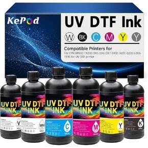 UV DTF Ink 500ml for uv dtf Ink Printers for Printing on A B Films Compatible for XP600 TX800 DX4 DX5 DX6 DX7 DX10 i3200 i1600 L805 1390 (White,Black,Cyan,Magenta,Yellow, Varnish) in Kuwait