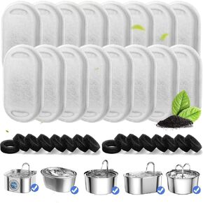 16 Pack Replacement Filters for Cat/Dog Water Fountain - Stainless Steel, 67oz/2L Adjustable Water Flow, Super Quiet in Saudi Arabia