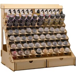 Craft Paint Storage-Modular Paint Organizer - Holds 105 Bottles of Vallejo, 14 Brushes, 2 Cabinets, and Miniature Stands - Art Tool Storage Rack for Miniature Set in Kuwait
