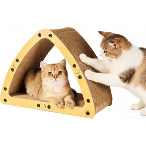 TIMIEEYA Cardboard Cat House - Triangle Cardboard Cat Scratcher Cozy Cats Lounger as Tunnel and Sofa, Cat Scratcher for Indoor Cats, Safe & Secure in Kuwait