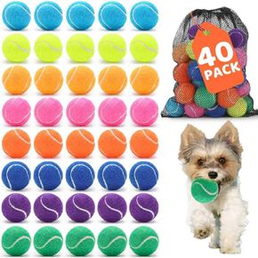 40 Pack 2 Inch Dog Tennis Balls, Small Tennis Balls for Dogs, Dog Safe Non-Abrasive Felt, Bulk Puppy Tennis Ball Set for Small Dogs,with Mesh Bag for Easy Transport(Multicolor in Kuwait