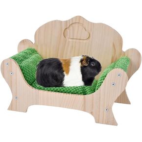 Guinea Pig Bed & Lizard Lounger Wooden Small Pet Sofa Couch with Soft Pineapple Fleece Cushion Pine Wood Bed for Guinea Pigs, Bearded Dragons, Hedgehogs, Hamsters in Kuwait