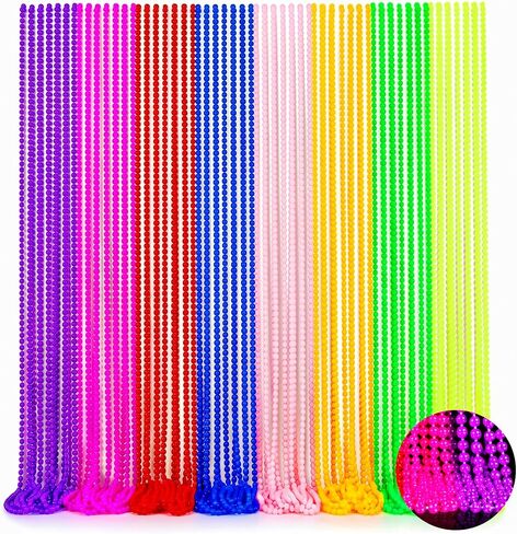 96 Pcs Neon Bead Necklaces 31.5" Glow in the Dark UV Party Bulk for Party in Kuwait
