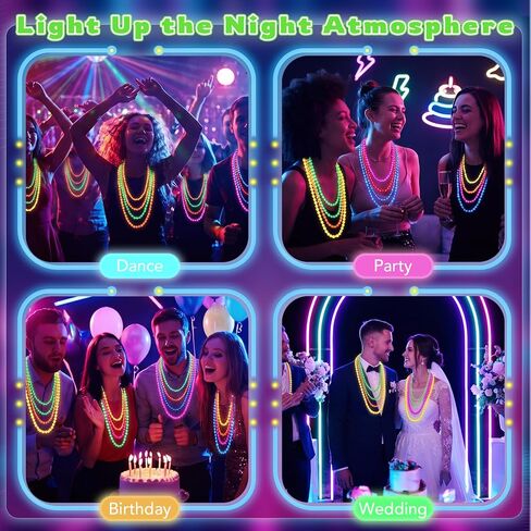 96 Pcs Neon Bead Necklaces 31.5" Glow in the Dark UV Party Bulk for Party in Kuwait