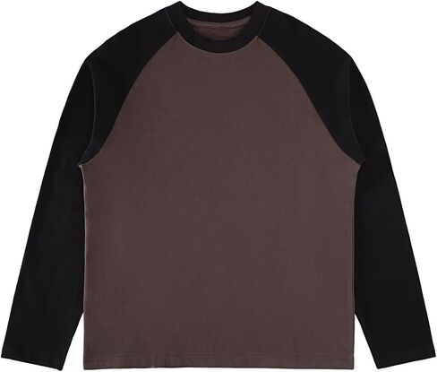 TAOTAOKE Men's Casual Cotton Long Sleeve T-Shirt Baseball Color Block Loose Split Long Sleeve Bottoming Shirt in Kuwait