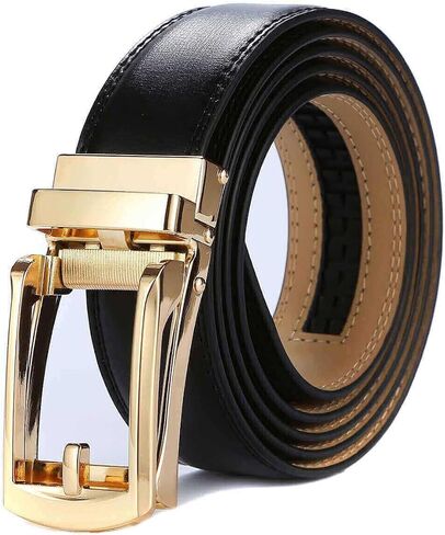Tonywell Mens Leather Ratchet Belts with Click Buckle Perfect Fit Dress Belt 30mm Wide in Kuwait