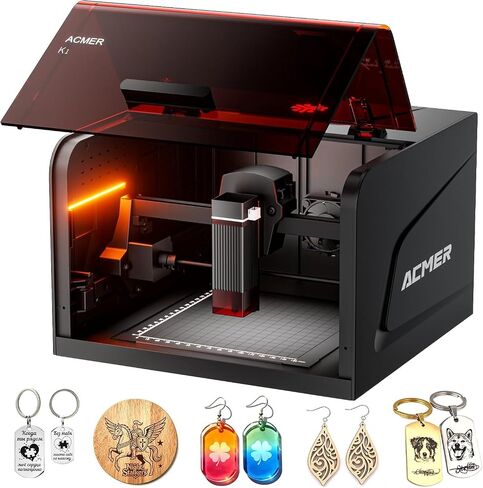 ACMER Laser Engraver Machine, K1 12000mW Desktop Compact Engraving Machine, 150×150mm Work Area, 0.08mm Fine Engraving Spot, Laser Cutter for Wood, Plywood, Acrylic, DIY Crafts & Small Business in Saudi Arabia