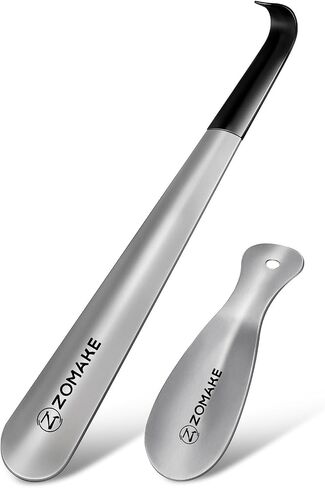 ZOMAKE Metal Shoe Horn Long Handle Shoehorn 16.5 inch - Extra Long Shoe Horns for Seniors Men Women - Stainless Steel Shoe Horn for Boots (Silver) in Kuwait