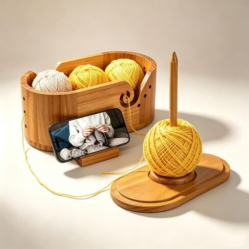 Esmorah 2-in-1 Large Oval Yarn Bowl with Removable Yarn Holder in Kuwait