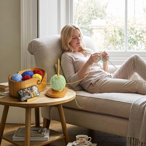 Esmorah 2-in-1 Large Oval Yarn Bowl with Removable Yarn Holder in Kuwait
