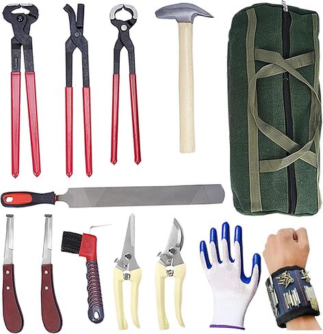 13 Pcs Professional Farrier Tools Farrier kit Horse shoeing Tools Farrier Supplies Farrier Tools for Horses Cattle Sheep and Donkeys in Kuwait