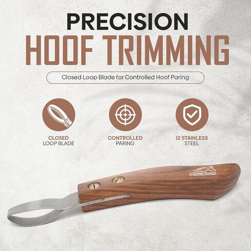 Equine Care Farrier Loop Hoof Knife, J2 Stainless Steel, Wood Handle in Kuwait
