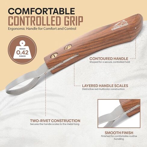 Equine Care Farrier Loop Hoof Knife, J2 Stainless Steel, Wood Handle in Kuwait