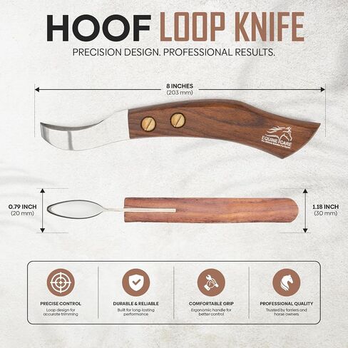 Equine Care Farrier Loop Hoof Knife, J2 Stainless Steel, Wood Handle in Kuwait