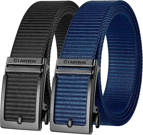 أحزمة جولف FAIRWIN للرجال، 2 حزمة من أحزمة السقاطة غير الرسمية للجينز، حزام منزلق قابل للتعديل، حزام حمل على شبكة الإنترنت، حزام من النايلون in Kuwait